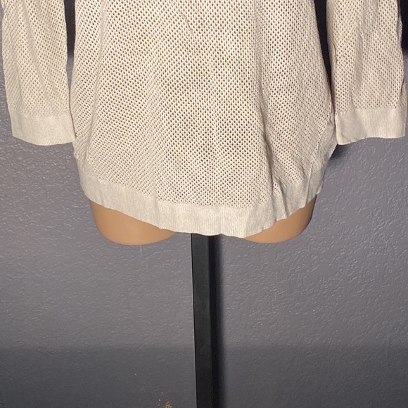 EXPRESS - NWT - cream sheer mesh knit l/s sweater w silver studded shoulders - L - Picture 4 of 16
